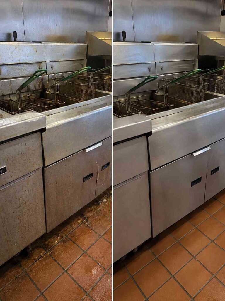 Restaurant fryer before and after cleaning